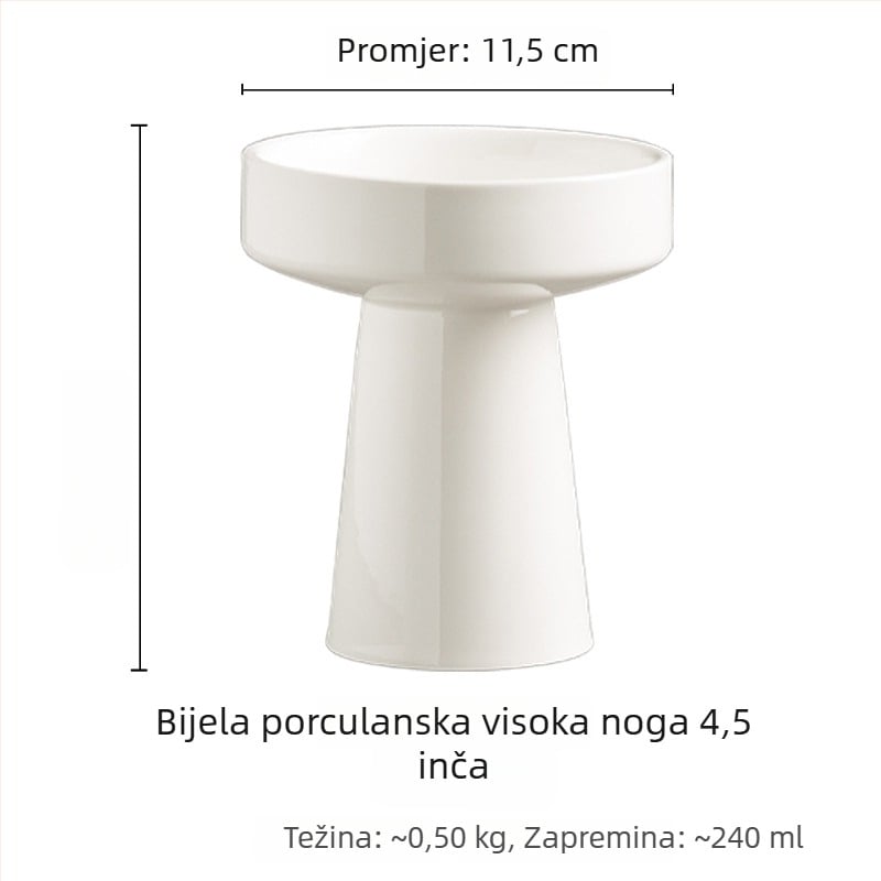 Porcelanska zdjela za desert s visokim postoljem, mikrovalna sigurna, podglazurna završna obrada, mogućnost otiska logotipa