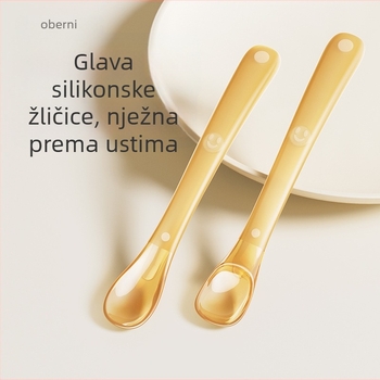 Bebina set mekanih silikonskih žličica s kutijom za pohranu, Obeni, za dob od 3 mjeseca, 1 komad.