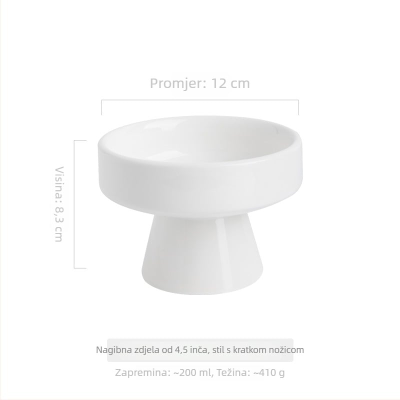 Porcelanska zdjela s visokim postoljem za hotele i restorane, mikrovalna sigurna, pod-glazurno premaz, tiskani logotip, prilagodljivo