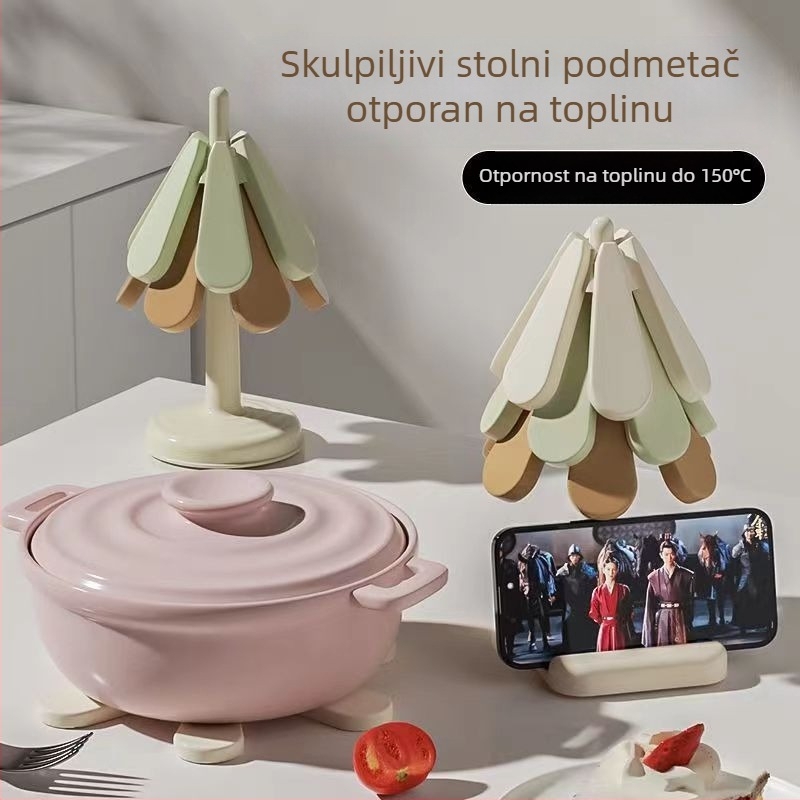 Silikonski podmetač za jelo – debeli izolacijski sloj, otporan na ulje, kružni ili nepravilni oblik, luksuzan stil