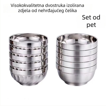 Dvostruko stijenka posuda od nehrđajućeg čelika, izolirana, otporna na padove, za djecu i odrasle, promjer 12 cm