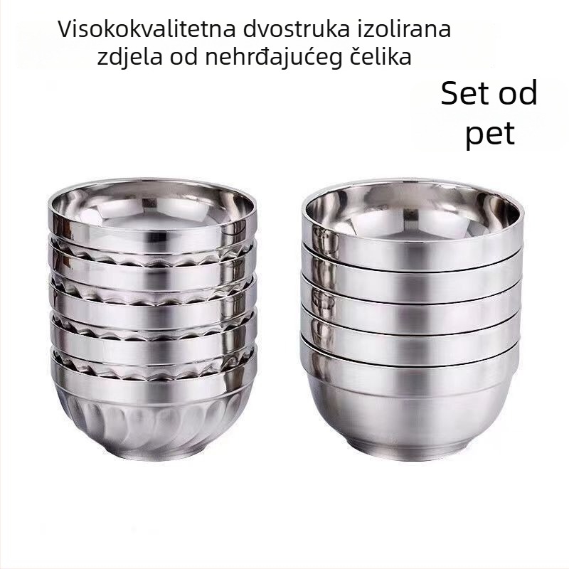 Dvostruko stijenka posuda od nehrđajućeg čelika, izolirana, otporna na padove, za djecu i odrasle, promjer 12 cm