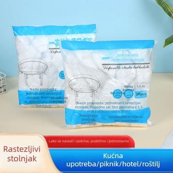 Jednokratni PE stolnjak za okrugli stol, debeli, otporan na ulje, crvene boje, za hotele i bankete, paket od 10 komada