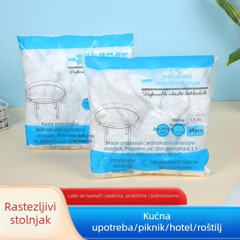 Jednokratni PE stolnjak za okrugli stol, debeli, otporan na ulje, crvene boje, za hotele i bankete, paket od 10 komada