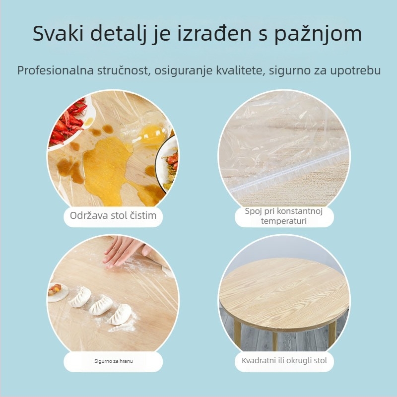Jednokratni PE stolnjak za okrugli stol, debeli, otporan na ulje, crvene boje, za hotele i bankete, paket od 10 komada