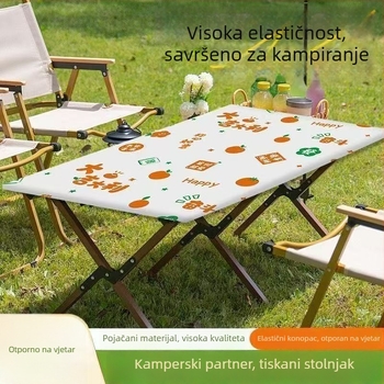 Jednokratni tiskani stolnjak s mogućnošću prilagodbe, plastični (PE/polietilen), debljina 2 silk, pravokutni oblik, pogodan za piknik.