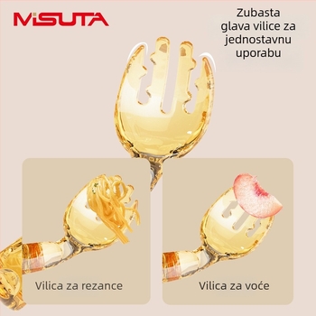 MISUTA Set dječjih pribora – žlica i vilica s zakrivljenom drškom, kratke zakrivljene glave, pribor za samostalno hranjenje s kutijom, PPSU, od 6 mjeseci