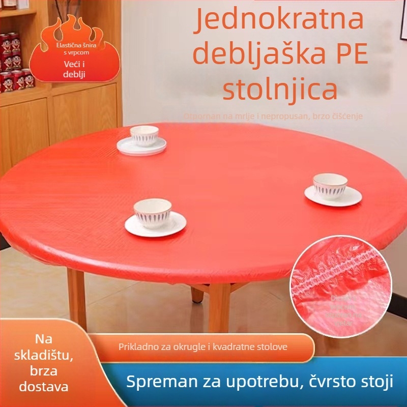 Jednokratna prozirna navlaka za stol, debela, vodootporna, otporna na masnoće, s povlačnom vrpcom