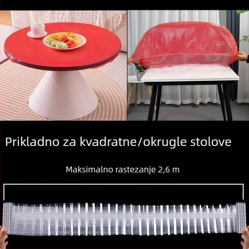 Jednokratna stolna pokriva s elastičnim šnurem, od plastike, otporna na vjetar, otporna na ulje i vodootporna, četvrtastog oblika, mogućnost prilagođavanja