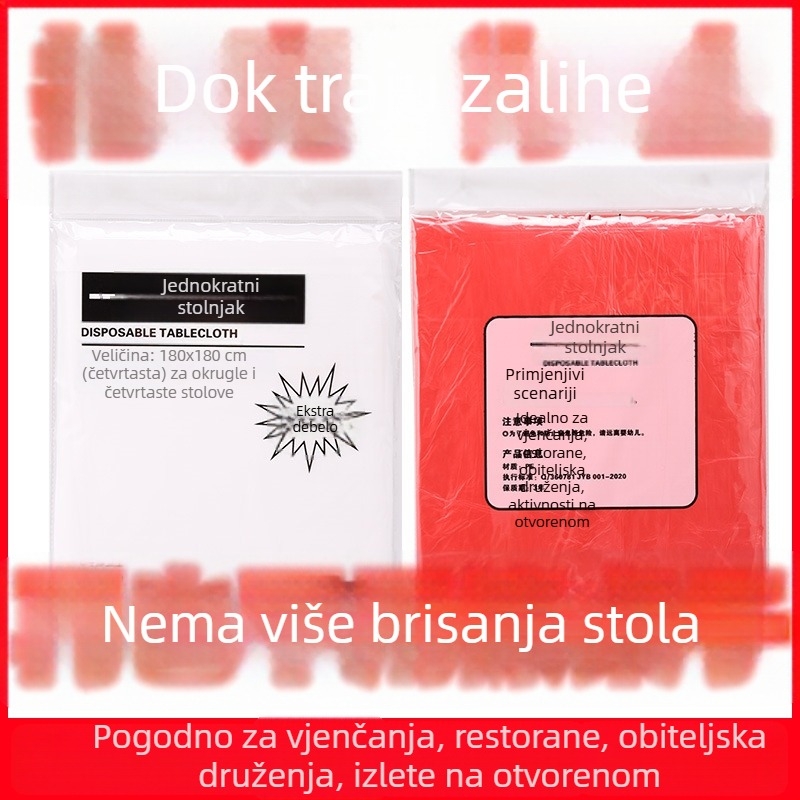 Jednokratni crveni stolnjak, debeli, vodootporan i otporan na masnoće, za bankete, za okrugle i četvrtaste stolove