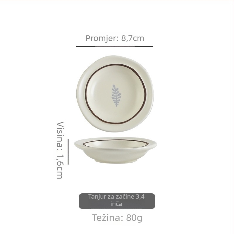 Porcelanski set zdjela i tanjura s neobičnim oblikom, podglazurni cvjetni uzorak, lagani luksuzni retro stil