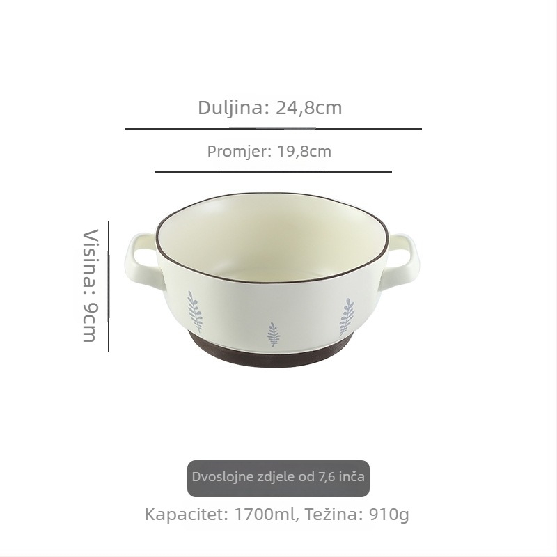 Porcelanski set zdjela i tanjura s neobičnim oblikom, podglazurni cvjetni uzorak, lagani luksuzni retro stil