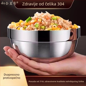 Zdjela od nehrđajućeg čelika 316L — dvostruko izolirana, kvaliteta hrane, mikrovalna sigurnost, zaštita od opeklina
