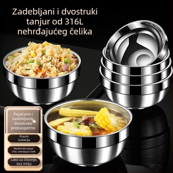 Zdjela od nehrđajućeg čelika 316L — dvostruko izolirana, kvaliteta hrane, mikrovalna sigurnost, zaštita od opeklina