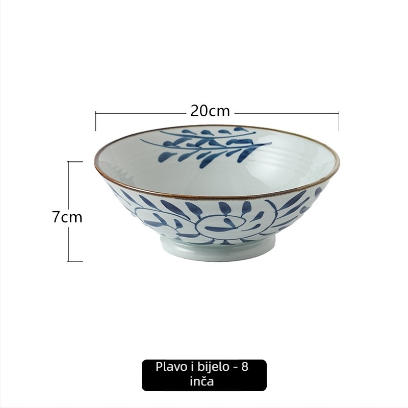 Keramička zdjela za rezance, konusni dizajn, porcelanski uzorak, moderni kineski stil