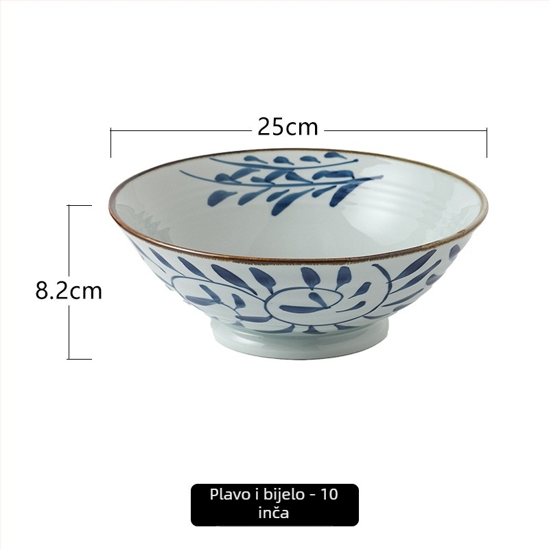 Keramička zdjela za rezance, konusni dizajn, porcelanski uzorak, moderni kineski stil