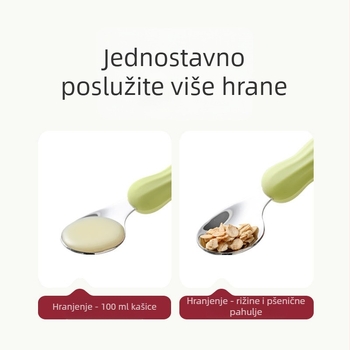 Set žlice i vilice za bebe, 316L nehrđajući čelik, crtani stil, pogodan za bebe starije od 3 mjeseca