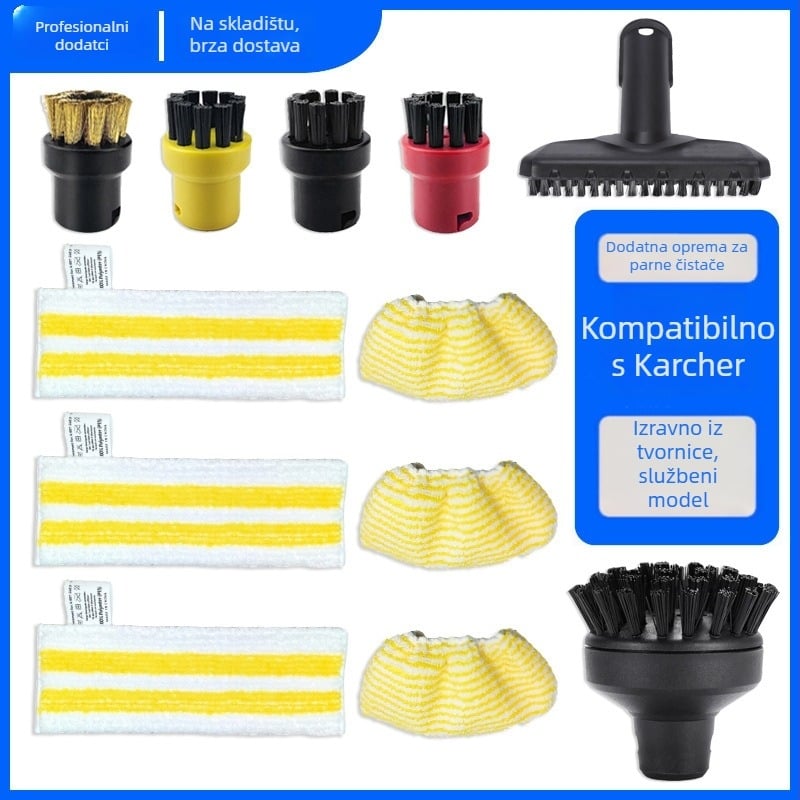 Set četkica za parno čišćenje: mala okrugla četka i bakrena četka, kompatibilan s Karcher SC1/SC3/SC5, za kućnu upotrebu, 101–150 m²