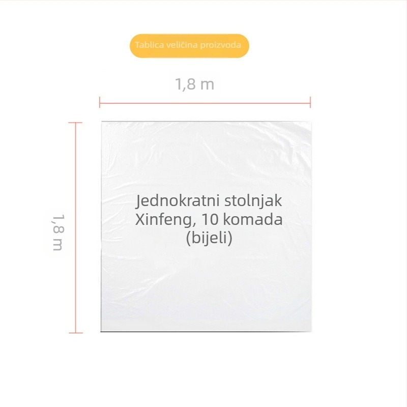 Xinfeng jednokratni stolni ubrus od polietilena, debeli, vodootporan i otporan na mrlje, 1,8 × 1,8 m, kvadratnog oblika, proziran