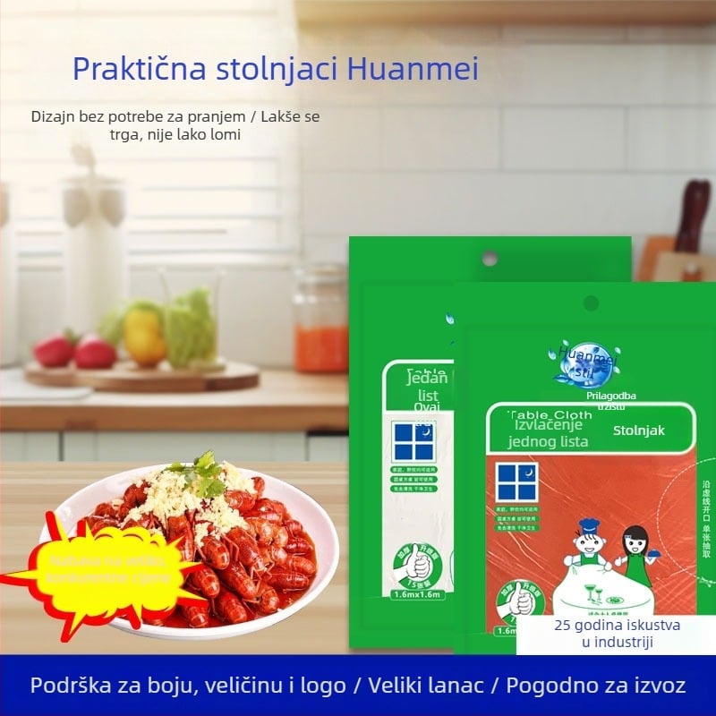 Jednokratna stolna navlaka od tkanine, prilagodljiv uzorak, tisak logotipa, debljina 0.07
