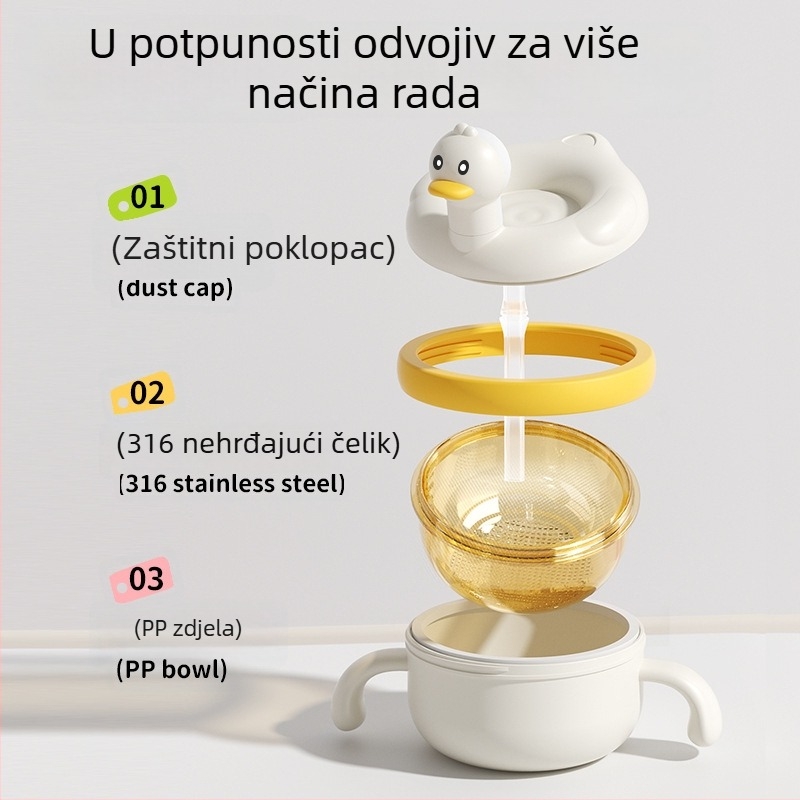 Posuda za hranu za bebe s usisnom dnom, dizajn za zadržavanje topline, PP materijal, pogodna za djecu od 6 mjeseci