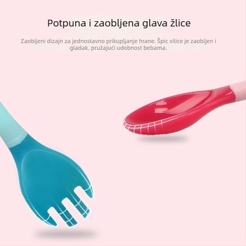 Set pribora za djecu: vilica i žlica sa okrećućom žlicom, Aiyibao, silikon za hranu, od 3 mjeseca, 96 komada, kutija za mlijeko u prahu s dvije pregrade