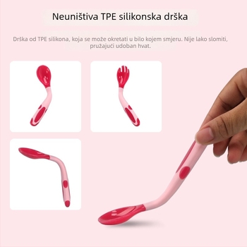 Set pribora za djecu: vilica i žlica sa okrećućom žlicom, Aiyibao, silikon za hranu, od 3 mjeseca, 96 komada, kutija za mlijeko u prahu s dvije pregrade
