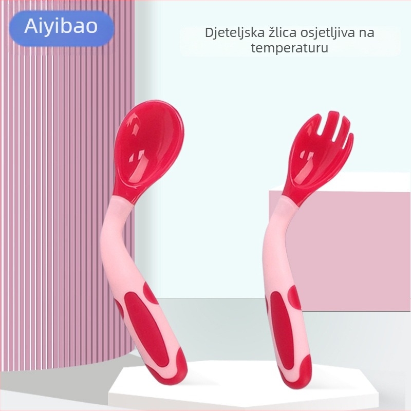 Set pribora za djecu: vilica i žlica sa okrećućom žlicom, Aiyibao, silikon za hranu, od 3 mjeseca, 96 komada, kutija za mlijeko u prahu s dvije pregrade