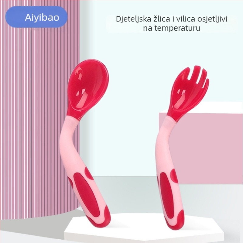 Set pribora za djecu: vilica i žlica sa okrećućom žlicom, Aiyibao, silikon za hranu, od 3 mjeseca, 96 komada, kutija za mlijeko u prahu s dvije pregrade