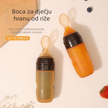 Silikonska žlica za hranjenje beba – stisnuti dizajn, pogodna za djecu iznad 6 mjeseci, set od 1 kom, jednostavan stil