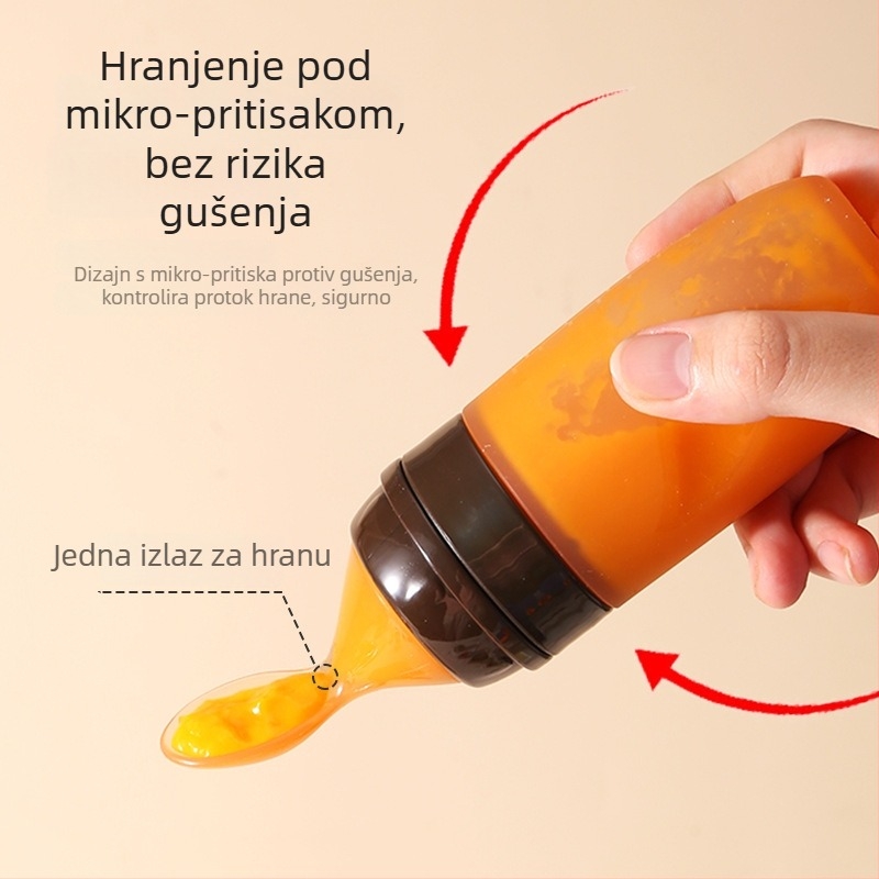Silikonska žlica za hranjenje beba – stisnuti dizajn, pogodna za djecu iznad 6 mjeseci, set od 1 kom, jednostavan stil