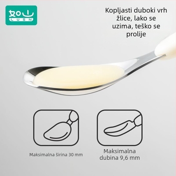 Dječja žlica za samostalno hranjenje, 316L nehrđajući čelik, dugi držak, od 6 mjeseci