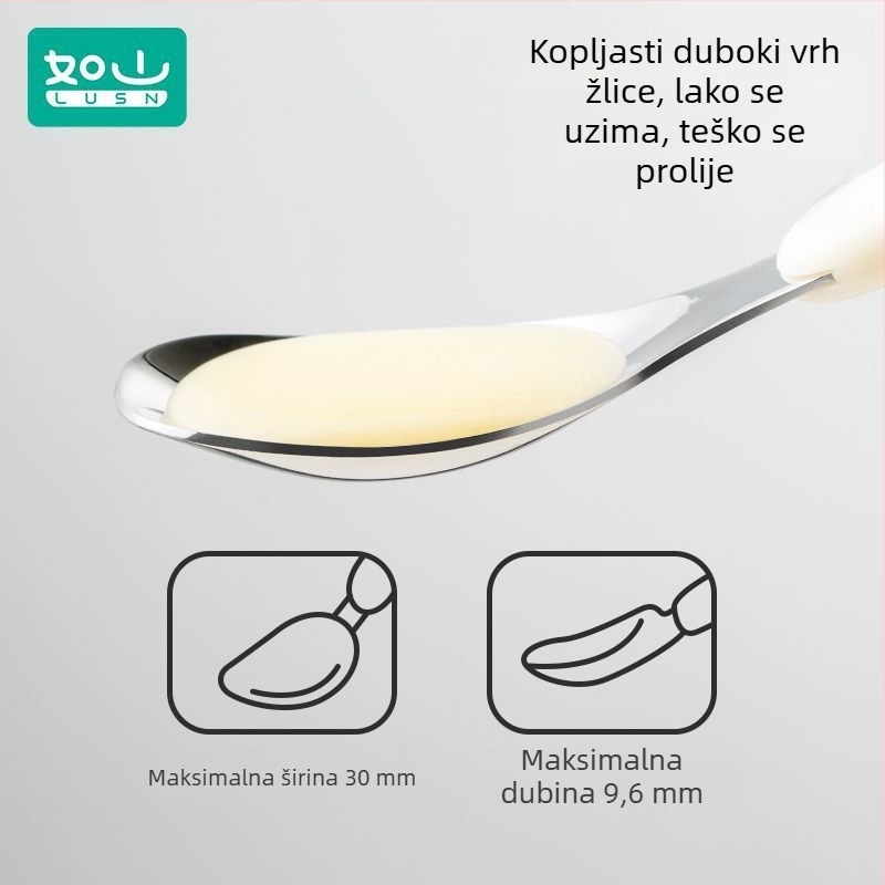 Dječja žlica za samostalno hranjenje, 316L nehrđajući čelik, dugi držak, od 6 mjeseci
