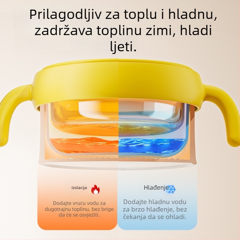 Ecoplus PPSU posuda za bebinu hranu, vodom izolirana, održava temperaturu, za bebe starije od 6 mjeseci, stil crtani