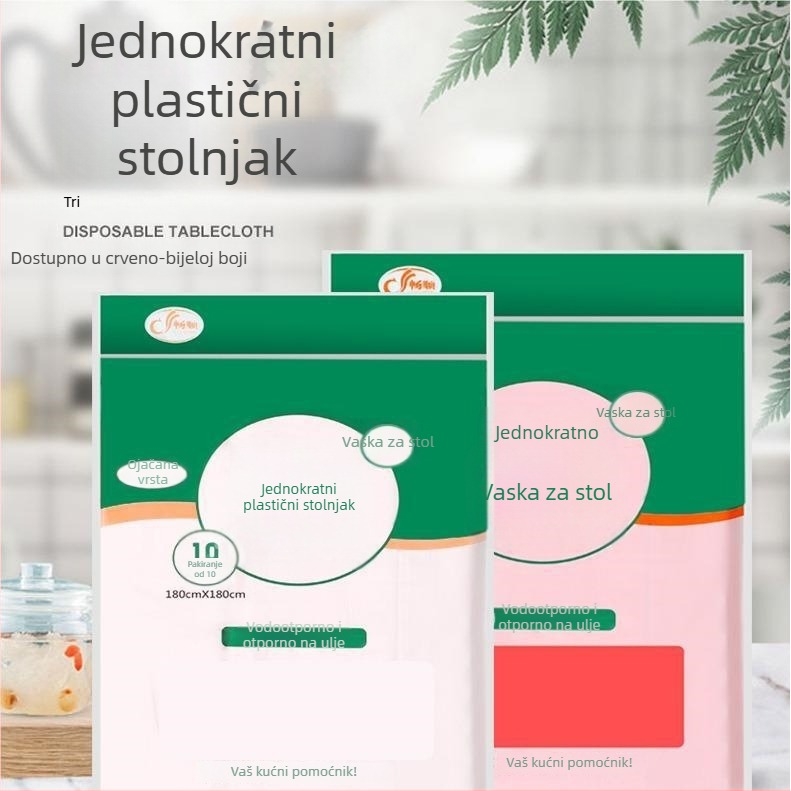 Jednokratna okrugla stolnjaka od polietilena (PE), debljina 0,01 mm, bez uzorka, kutija od 30 komada