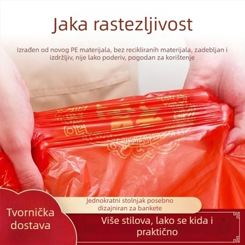 Crveni debeli plastični stolnjak za svadbene bankete, za kvadratne ili okrugle stolove, uzorak zmaj i feniks