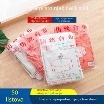 Jednokratni stolnjak od plastike s dojmom svile, debeli, crveno-bijeli, kvadratni, za kućanstvo, catering, hoteli, restorani, zabave i piknik