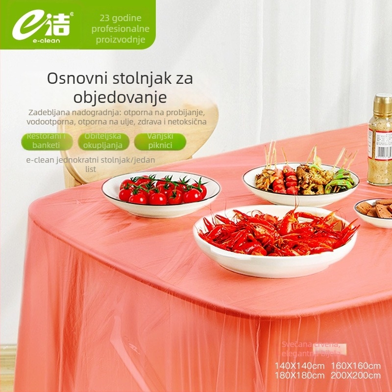 PE plastični stolnjak, jednokratni, crvene boje, za zabave i vjenčanja, otporan na masnoće