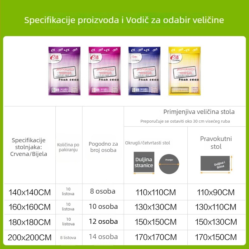 PE plastični stolnjak, jednokratni, crvene boje, za zabave i vjenčanja, otporan na masnoće