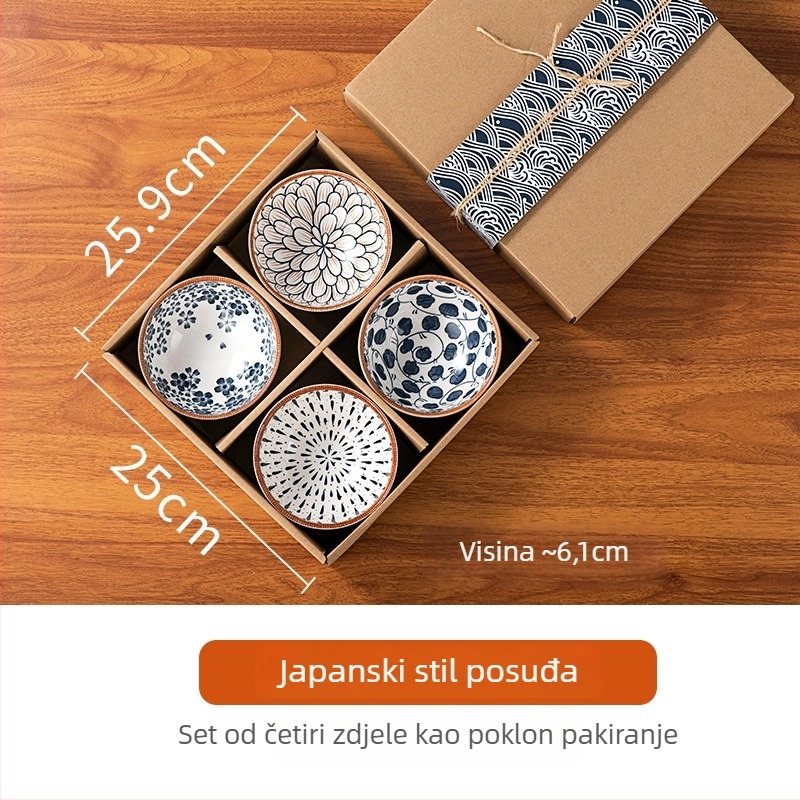 Porcelanski servis za stol u poklon kutiji, cvjetni uzorak, podglazurna boja, pogodan za mikrovalnu pećnicu, prilagodljiv