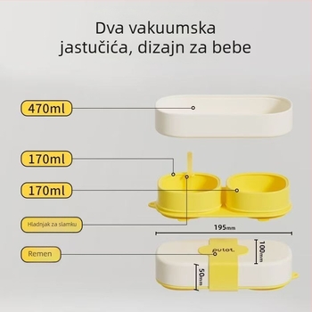 Prijenosna silikonova posuda za hranu s integriranom usisnom i poklopcem – 1 kom, silikon za hranu, od 6 mjeseci, minimalistički dizajn