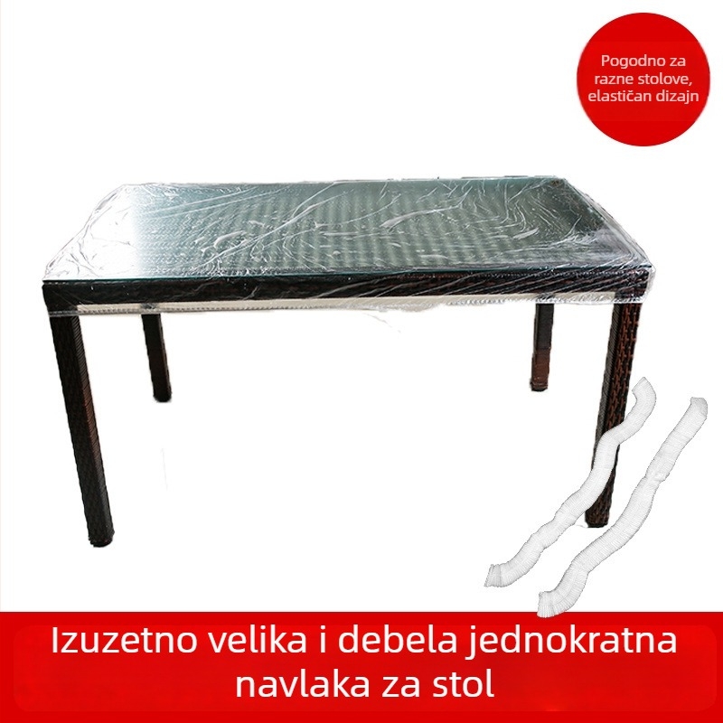 Jednokratni stolnjak s elastičnim rubom, vodootporan i otporan na masnoću, debela plastična folija za večeru i banket