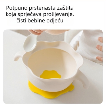 Dječja silikon zdjela s usisnom dnom za samostalno jelo, dizajn protiv pada, za bebe od 3 mjeseca, 1 komad
