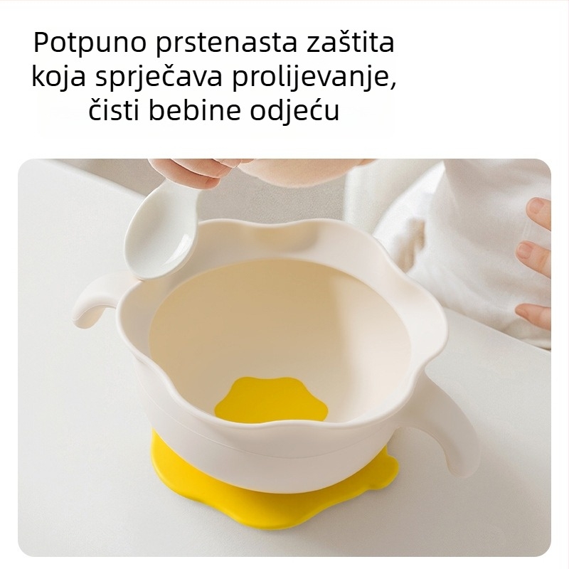 Dječja silikon zdjela s usisnom dnom za samostalno jelo, dizajn protiv pada, za bebe od 3 mjeseca, 1 komad