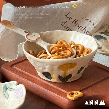 Set posuđa u poklon kutiji, ručno izrađeni keramički set tanjura (desertni tanjur, plod tanjur, večernji tanjur, zdjela za juhu i jogurt zdjela), cvjetni uzorak, keramički materijal, mikrovalna sigurnost, 5-dijelni set, retro stil