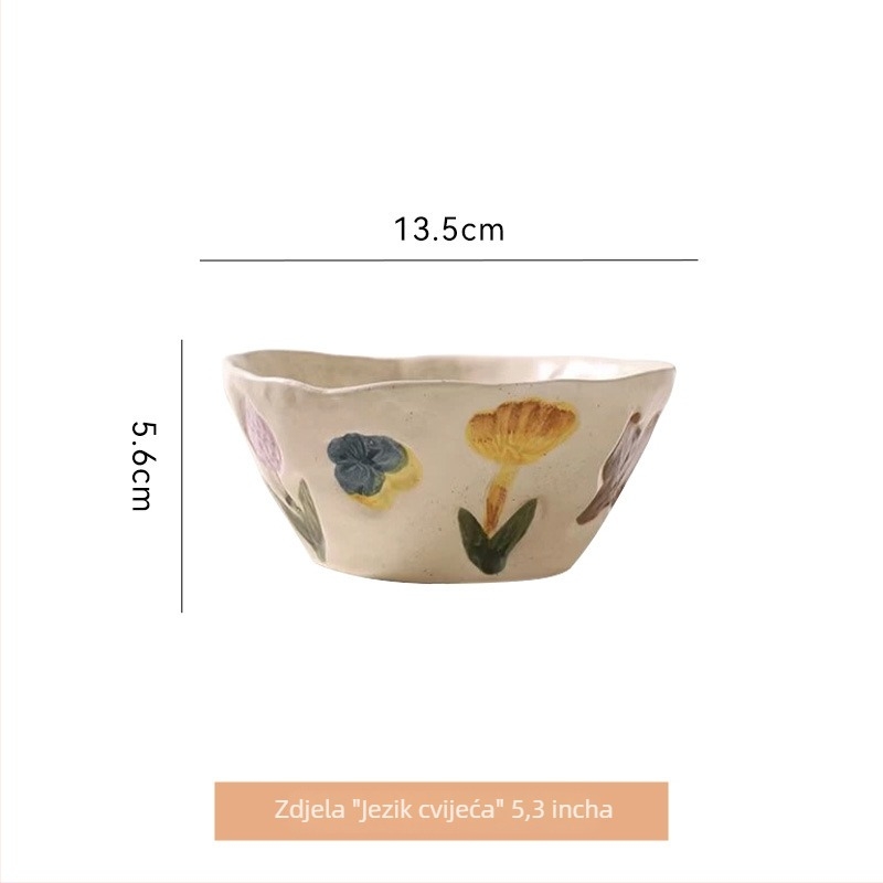 Set posuđa u poklon kutiji, ručno izrađeni keramički set tanjura (desertni tanjur, plod tanjur, večernji tanjur, zdjela za juhu i jogurt zdjela), cvjetni uzorak, keramički materijal, mikrovalna sigurnost, 5-dijelni set, retro stil