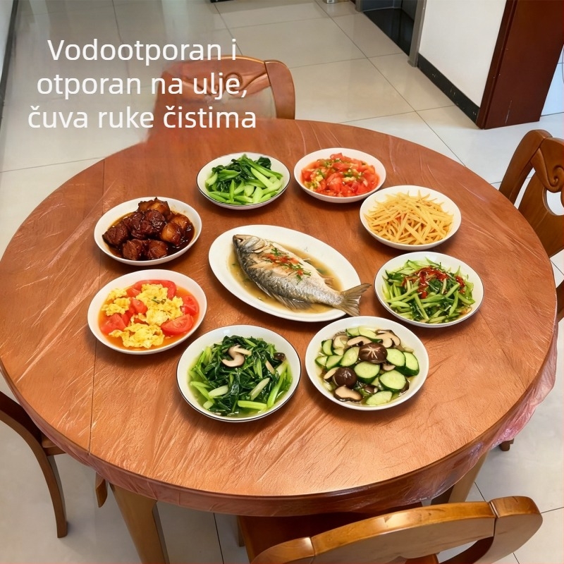 Jednokratni crveni plastični stolnjak za stol; pogodan za piknik, roštilj i štandove; za okrugle i kvadratne stolove; otporan na ulje i mrlje.