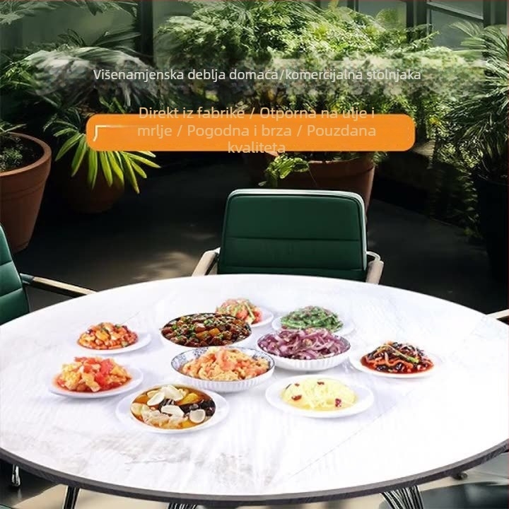 Jednokratni stolni stolnjak za svadbene bankete, debeli plast, s kopčom za zatvaranje; tisak logotipa i prilagodba.