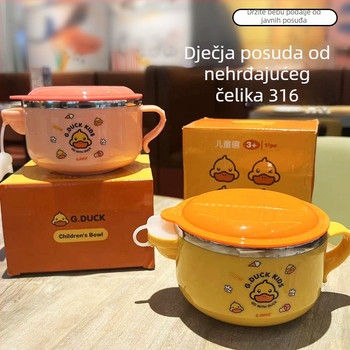 G.DUCK dječja posuda za hranjenje od nehrđajućeg čelika 316, crtani stil, za djecu od 6 mjeseci