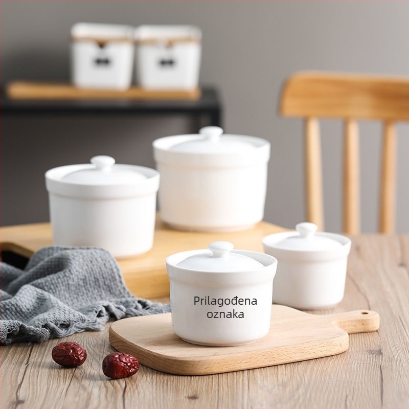 Lidefeng porcelanska zdjela s poklopcem, tiskano logotip, jednostavan stil, nije pogodna za mikrovalnu, pogodna za hotelsku i catering uslugu